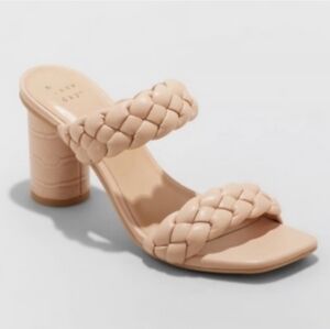 A New Day Braided Block Heel Mules – Tan – Size 7